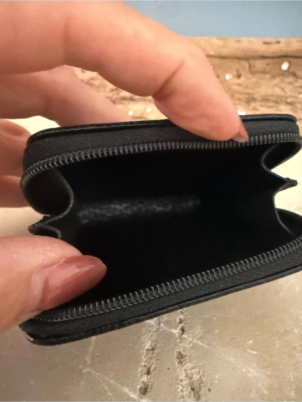 Gucci Black Monogram Zip Around Coin Purse